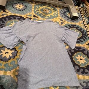 Zara stripe mini dress ruffle sleeve